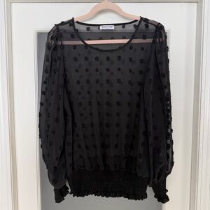 Black Sheer Polka Dot Blouse
